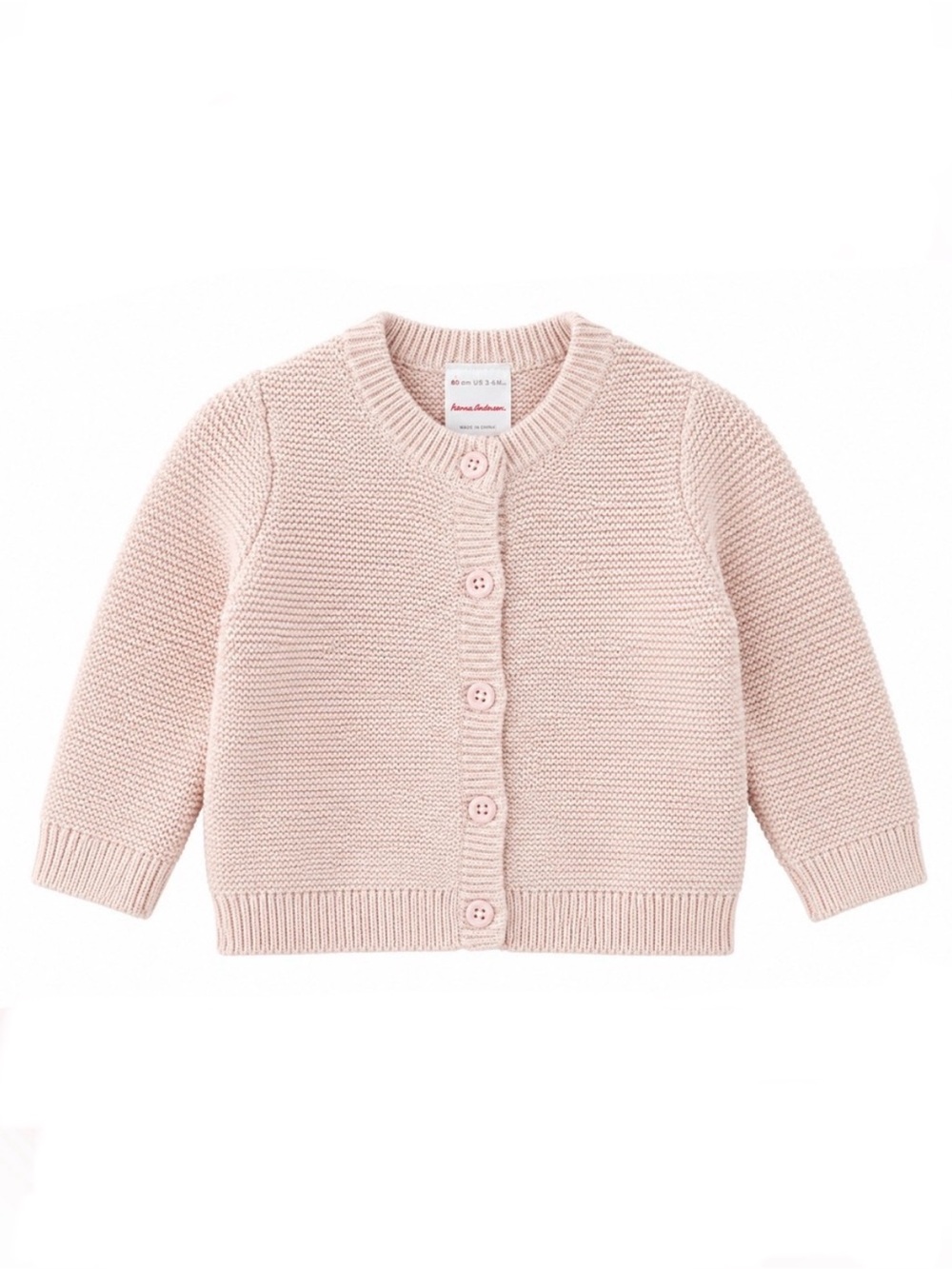 Hanna Andersson Light Pink Knit Baby Cardigan, 18-24mo